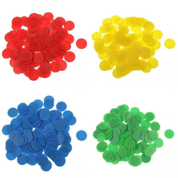 4 x 100 stk 18 mm plastbrikker brettspill Tiddlywinks læringsfarger