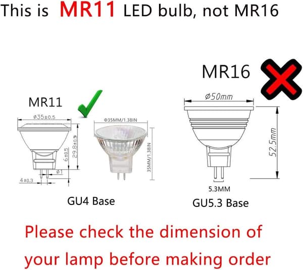 MR11 Halogenlampor, 20W 12V MR11 GU4 Halogen Spotlampor, Varmvit, 6-pack