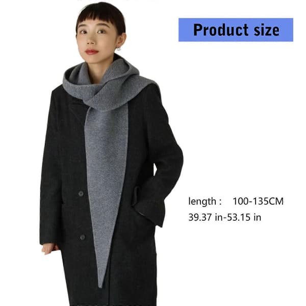 Ull Balaclava Halsduk För Kvinnor Vinter Sjal Triangulär Mjuk Oversized Design Nackvärme Gåva Himmelsblå Gray