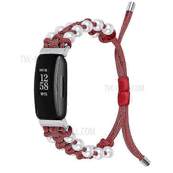 Justerbar nylonflettet erstatningsrem kompatibel med Fitbit Inspire 2 armbånd Red