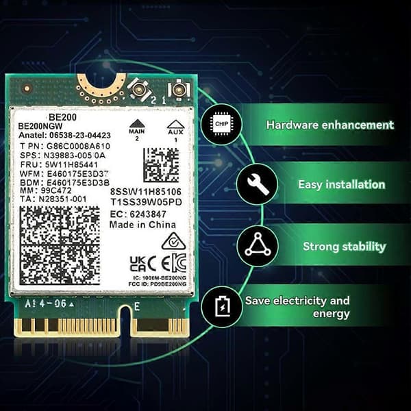 BE200 WiFi 7 -kortti + 10DBi-antenni Bluetooth 5.4 WiFi-sovitin