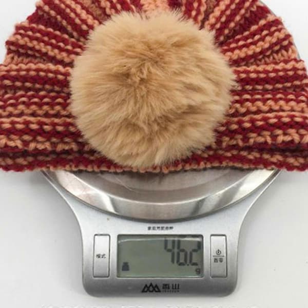 Härlig Pompon Ullmössa Vinterrandig Stickad Mössa Beanie Vild Stickad Mössa All-match för Utomhus Glada Selfie Bebisar 9 1