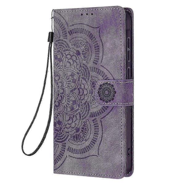 Mandala Emed Retro Frostat Läderfodral för Telefon Purple For Samsung Galaxy S20 FE