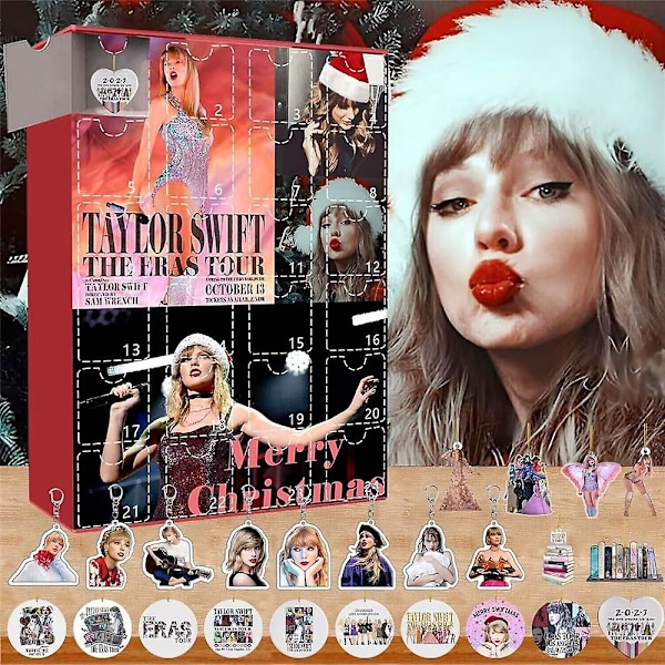 Joulukalenteri Taylor Swift The Eras Tour -riipukset Avaimenperät Adventtikalenteri 24 päivän lähtölaskenta Kalenterilahjat