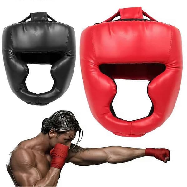 Hodebeskyttelse for boksing, justerbar hodebeskytter, karate, muay thai, treningsbeskyttelse, hodebeskyttelse for barn, svart C