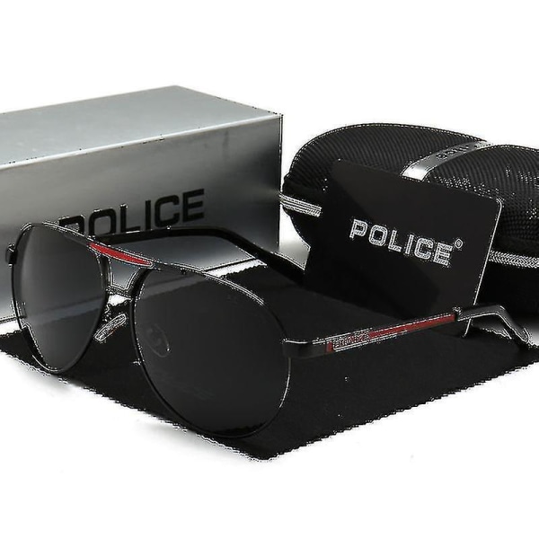 Police Polarized Uv400 Solbriller for menn Aviator Briller Kjørebriller C4