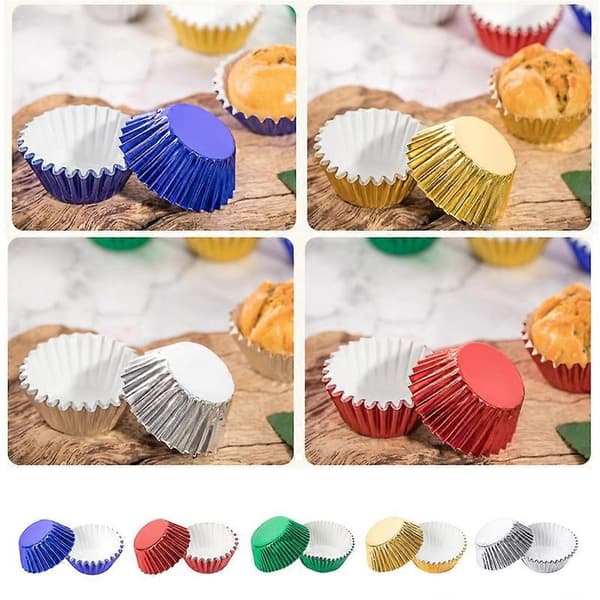 100 stk Cupcake Papirforme Non-Stick Muffin Bageforme Til Hjemmekøkken Bagetilbehør blue
