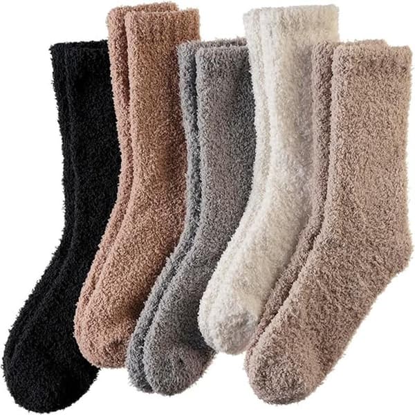 Halkfria fleecesockor - 5 par - Varma fleecesockor - Damsockor