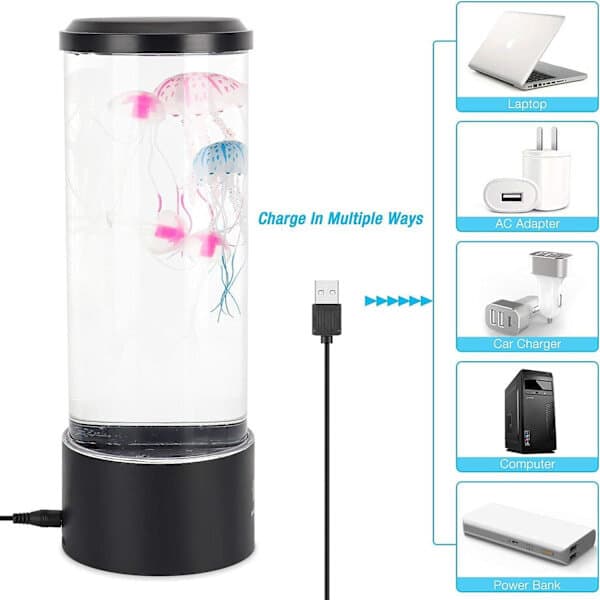 Manetformad lavalampa, 7-färgs LED, USB-anslutning, barnrumsdekoration