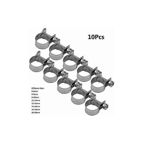 Til rør, 10 stk. kraftige slangeklemmer i rustfrit stål 6mm-20mm valgfri størrelse