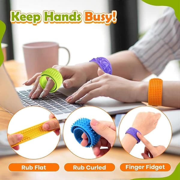 Fidget Legetøj Slap Armbånd Tekstureret Silikone Sensorisk Legetøj til Børn Autisme Beroligende Sensorisk Legetøj til Særlige Behov Fidgets 8pcs Stone