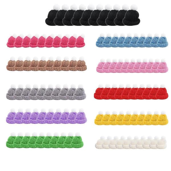 110 stk. Mini Strikkehatter Jule Mini Strikkedukkehatter