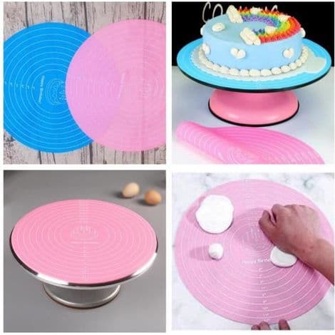 Bakematte, 30 cm silikon bakematte, med skala, sklisikker rund eltematte, til bursdag