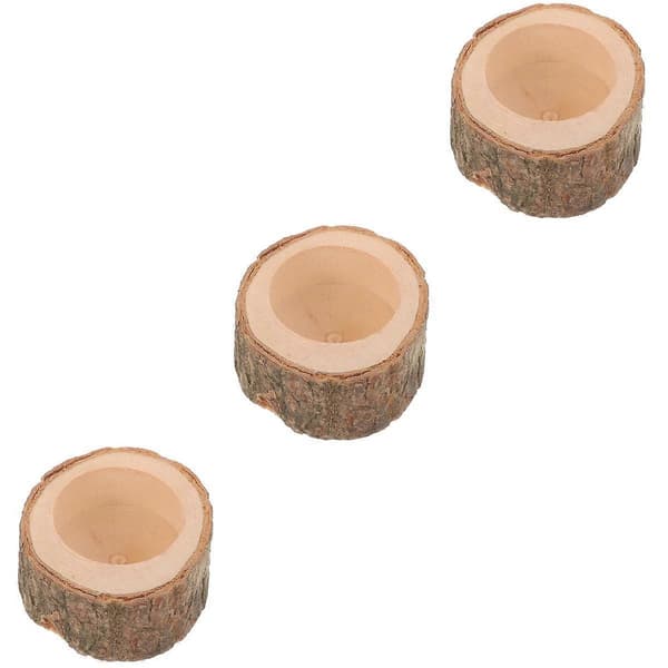 Mat- och vattenskål i trä för hamster, brun, 3-pack