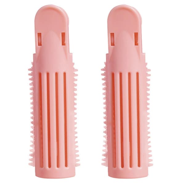 2 partier SelfGrip Hårstyling Værktøj Krøllet Hår Plast Hårrod Fleecy Klips til Nem Rodløftning two pink