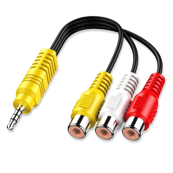 3,5 mm til 3 RCA-kabel, Video AV-komponentadapterkabel erstatning til TCL TV, 3 RCA til AV-indgangsadapter - 23 cm/9 tommer