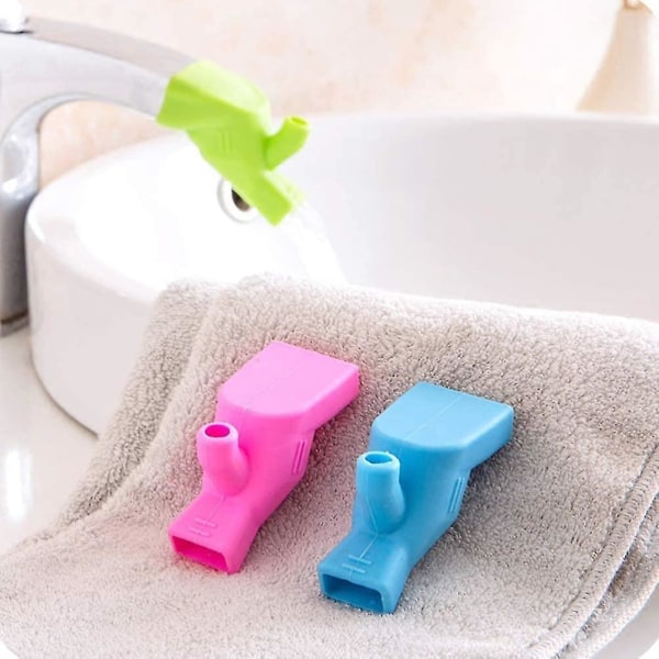 Silikon Kran Kran Förlängare Munstycke Handtvätt Kran Handfat Förlängare För Barn Baby Barn Småbarn 3 st-blå Rosa Grön