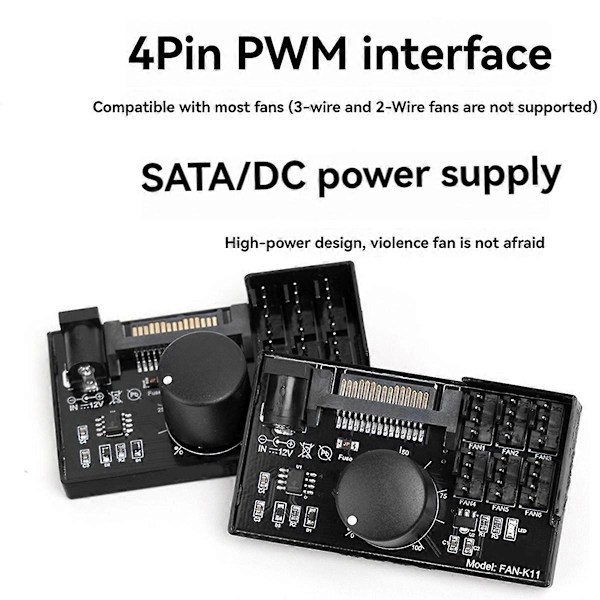 PWM fläkthastighetsregulator Hög effekt Sata DC-ström 4Pin fläktregulator NAS Server fläkthastighetskontroll PWM