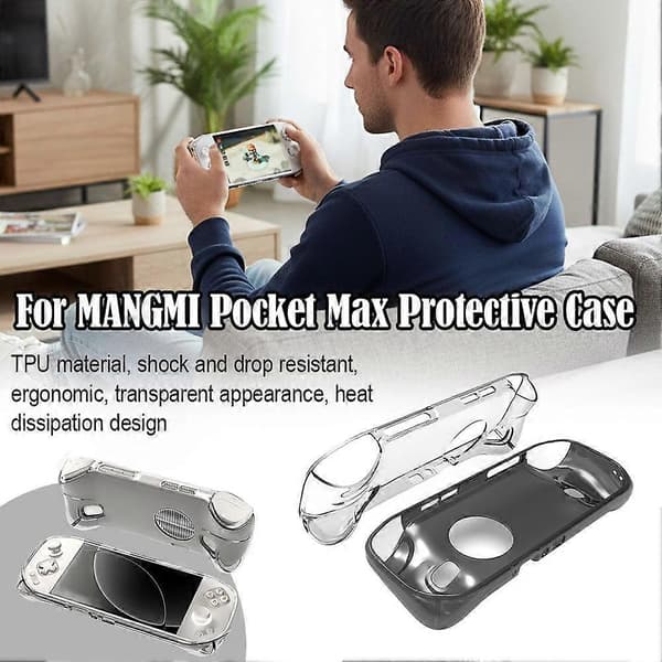 För MANGMI Pocket Max Spelkonsol Skyddsfodral TPU Kylning Z6N9 transparent black 1pcs