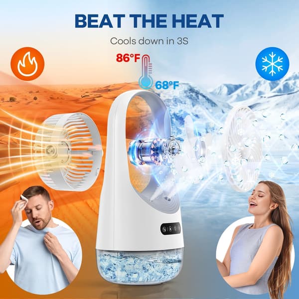 3-i-1 bærbar aircondition, mini USB-køler, tre blæserhastigheder, 400 ml vandtank
