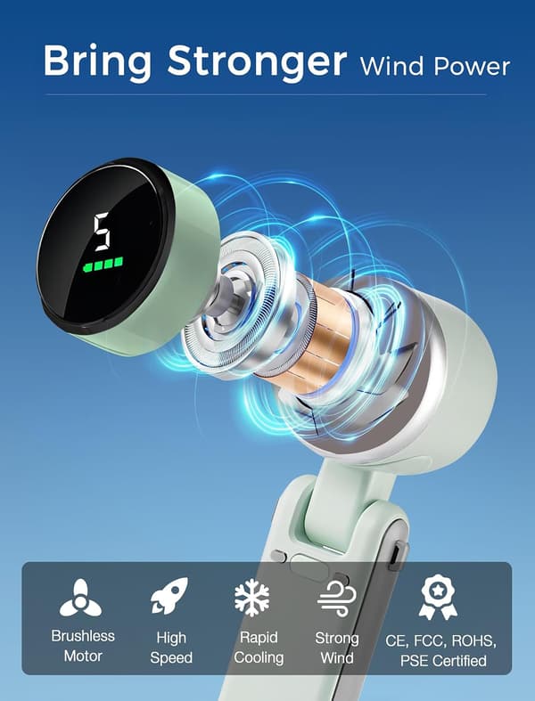 Mini bærbar ventilator (12-timers batterilevetid) Grøn