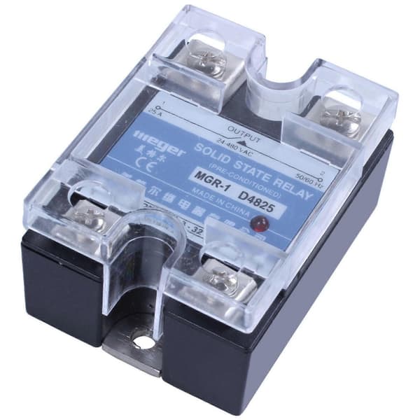 8X MGR-1 D4825 Enkeltfaset Solid State Relæ SSR 25A DC 3-32 V AC 24-480 V Black & blue