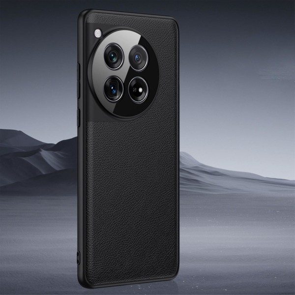 För Oneplus 12 Case, Premium Pu Cover Retro Business Design Fullt skyddande phone case För Oneplus 12 5g black