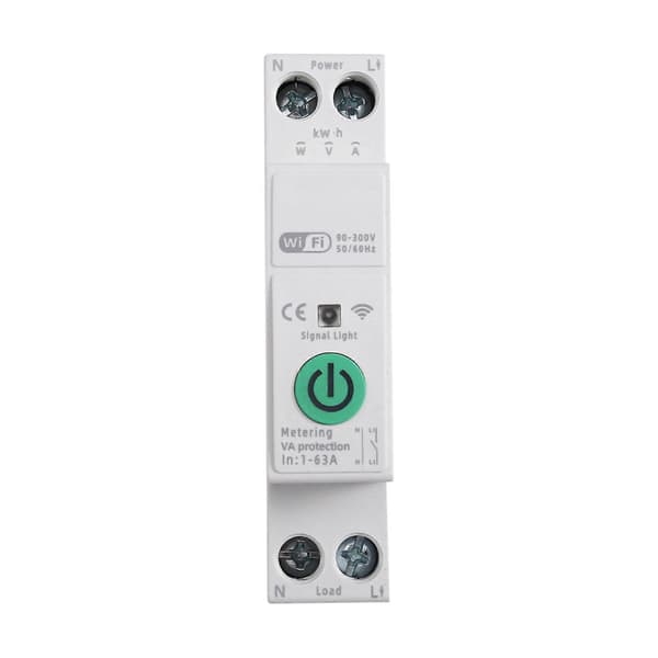 2X TUYA WiFi Smart Switch Energimåler 63A 1P+N Kwh Måling Overvåking Strømbryter Timer Relé White