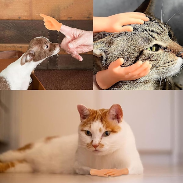 10 st Mini Finger Hands, Miniatyr Små Händer Fingerdockor, Finger Props Rock-Paper-Scissors Leksaker för Katt Hund Husdjur Lektid
