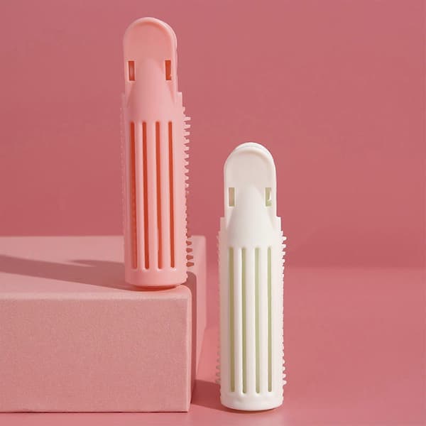 2 partier SelfGrip Hårstyling Værktøj Krøllet Hår Plast Hårrod Fleecy Klips til Nem Rodløftning two pink