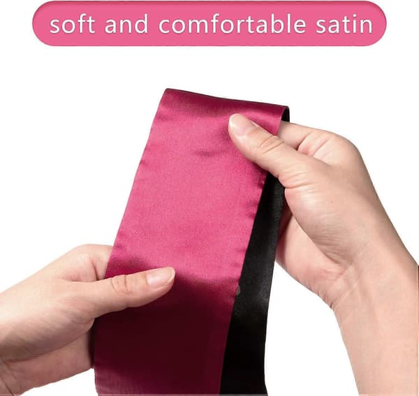 MUJIXI Satin Sovmask, 2-pack Sovmask, 150cm Satin Ögonmask Sovmask (för par), 2-pack Svart & Röd Satin Ögonmask Sovmask