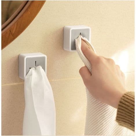 Sett med 2 selvklebende badehåndkleklemmer (grå), ABS håndkleholder