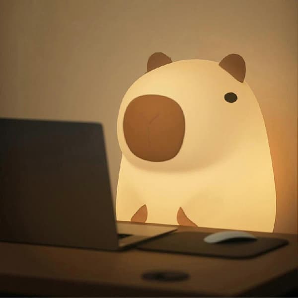 Capybara Natlampe - USB Genopladelig LED-lampe - Sengelampe med Touch