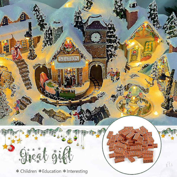 50 Stk Mini Mursten Miniature Mursten Tiny Mursten Model Mursten Bygning Til gør-det-selv Dukkehus Have Ornament