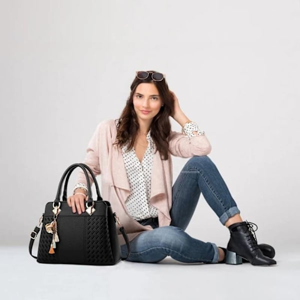 Dammode handväskor och plånböcker PU-läder Pocket Satchel Axelväska