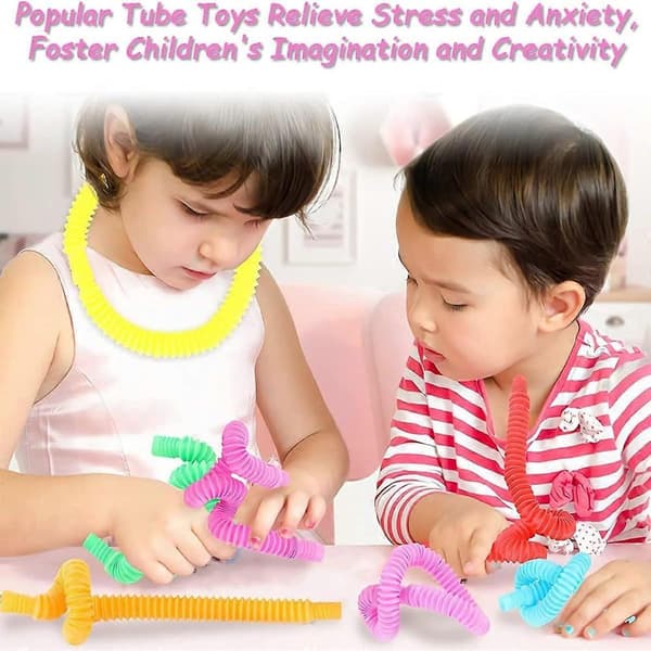 8 stk. Mini Pop Tubes Sensorisk Legetøj Pop Tubes Sensorisk Legetøj Farverige Strækrør Sensorisk Legetøj Fidget Legetøj Sæt til Børn Stress og Angstlindring
