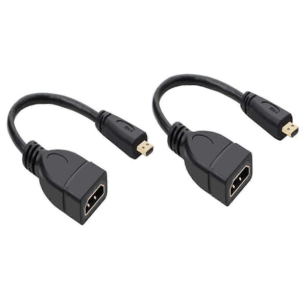 2 stk. Micro HDMI-kompatibel han til HDMI-kompatibel hun datatransmissionslinje, version 1.4 standard, understøtter 1080p Black