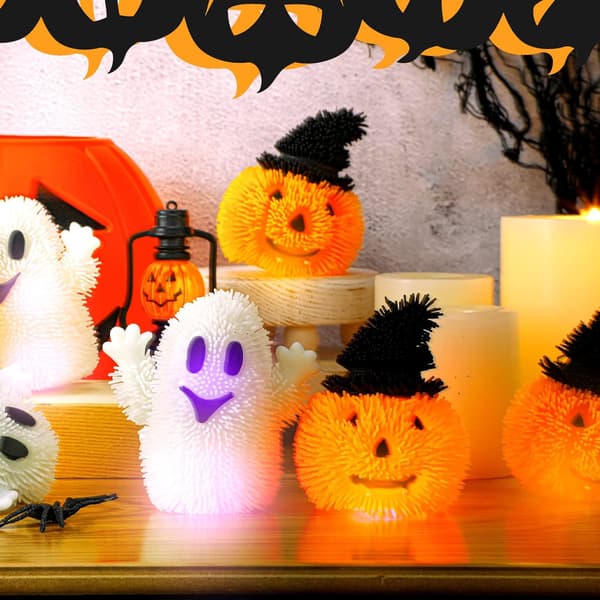 8 stk Halloween LED Puffer Bolde Lysende Spøgelse Græskar Bolde Bulk Stress Relief Legetøj til Børn Lysende i Mørket Spøgelse Græskar til Halloween Fest