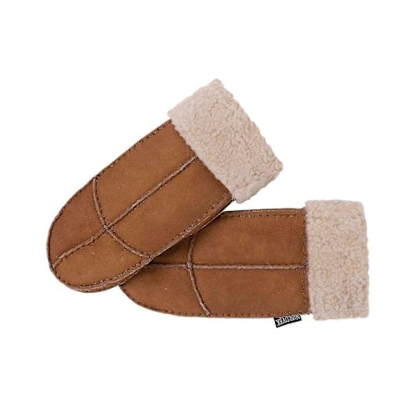 Foldbare fåreskinds handsker til kvinder til vintervarme 2023 Tan