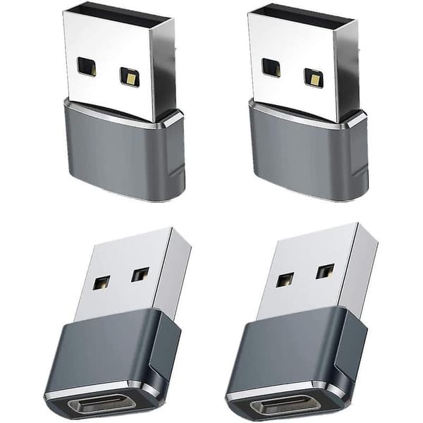 4-pak USB-C Hun til USB Hanadapter, Type-C Ladekabel Strømkonverter til 12 13 Pro Max