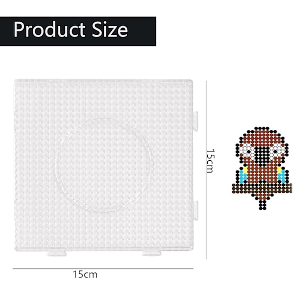 4 stk. Perleplader, 5 mm Fuse Beads Boards Store Runde Firkantede Gennemsigtige Plastik Perleplader, Perleplader, Firkantede Perleplader