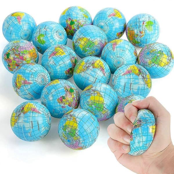 20-pak Jordklode Stressbolde, 6,35 cm Jordklode-tema Klemmebolde, Stressreducerende Bolde mod Angst