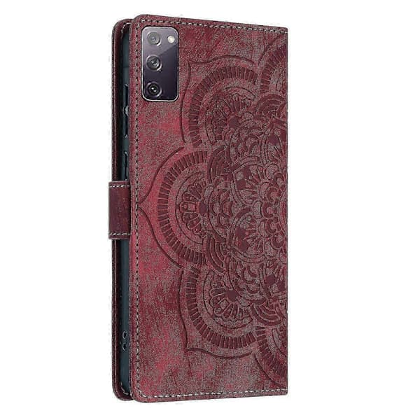 Mandala Emed Retro Frostat Läderfodral för Telefon Red For Samsung Galaxy S20 FE