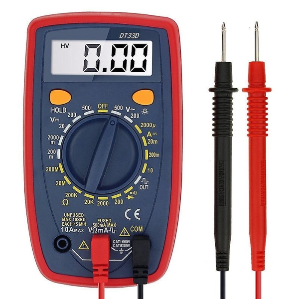 DT33D Multimeter AC LCD Digital Multimeter Resistance Meter Diode Tester