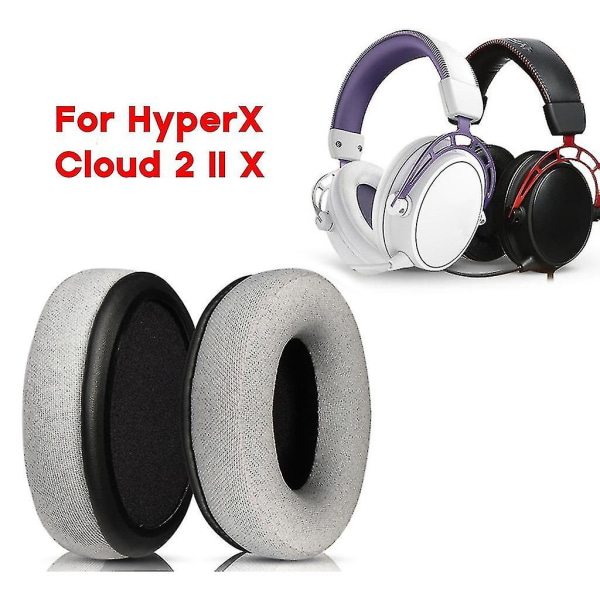 Myke øreputer for Hyperx Cloud 2 Ii X Hodetelefonhylser Memory Sponge Cover hemp gray