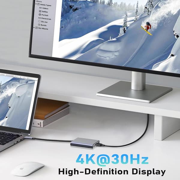 3-i-1 Type-C til HDMI-dokkingstasjon Adapter USB 3.0 Hub 4K Video- og lydkonverterer med PD 100W Hurtiglading