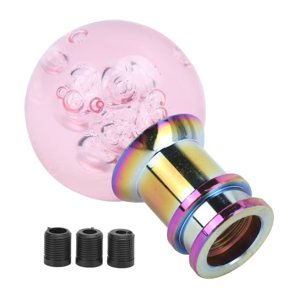 Krystalrosa boble manuel gearknop med 3 universelle gevindadaptere