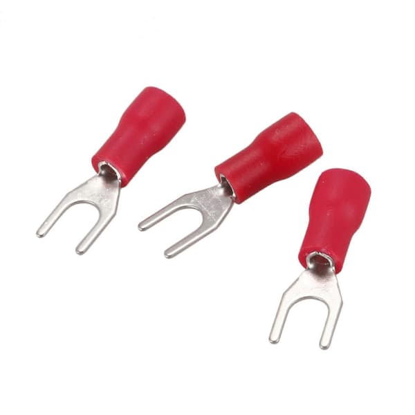200 stk. 4 mm gaffel AWG 22-16 forisoleret terminalkabelstik Red