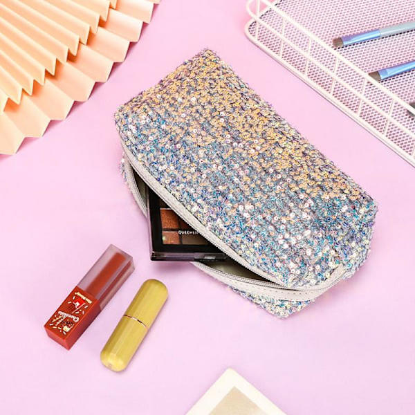 Glittrende Makeup Taske til Mode Høj Kapacitet Lynlås Håndtasker Multicolor