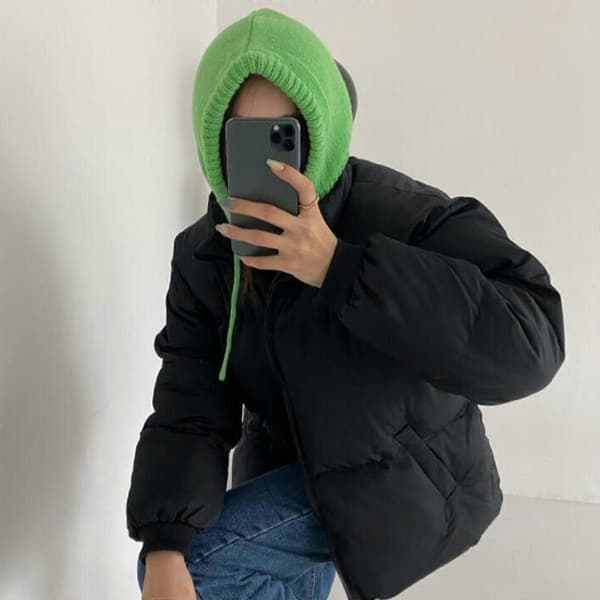Tjock Hals Skydd Hatt Stickad Mössa Fluffig Vinter Varmare Stickad Mössa Kalla Vinter Presenter för Barn Tonåringar krämvit Red